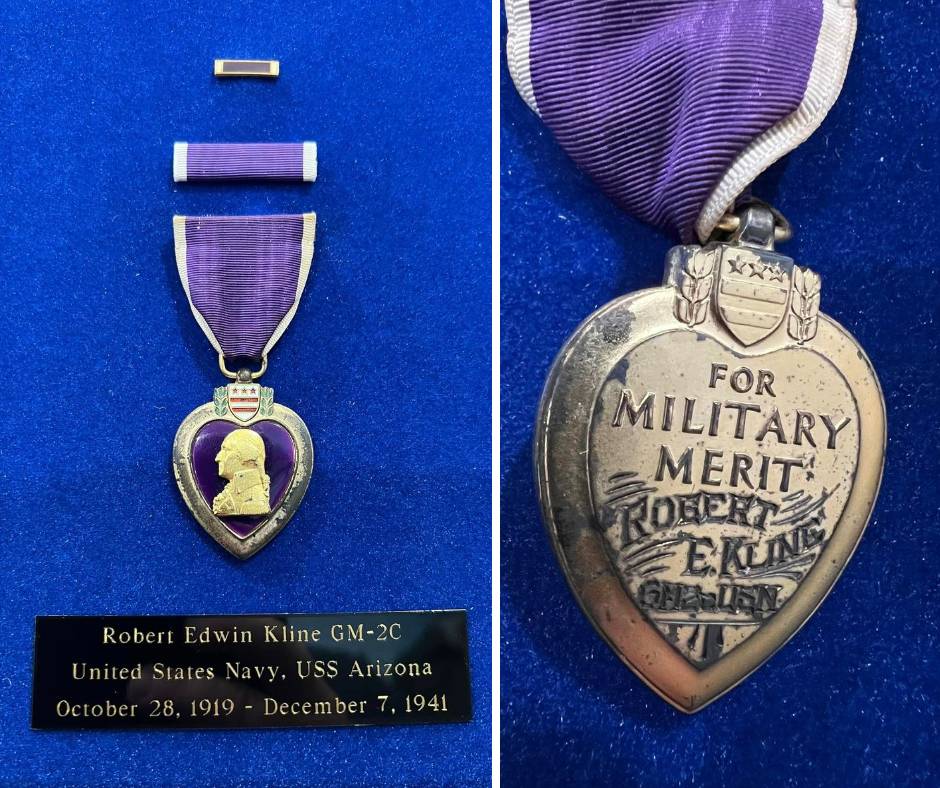 USS Arizona Robert Kline Purple Heart Medal