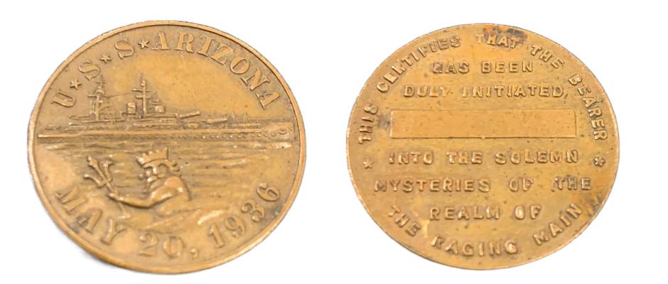 USS Arizona Line Crossing Coin