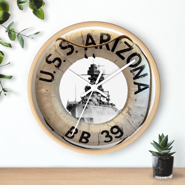 U.S.S. Arizona Life Ring 10" Wall Clock - Image 6