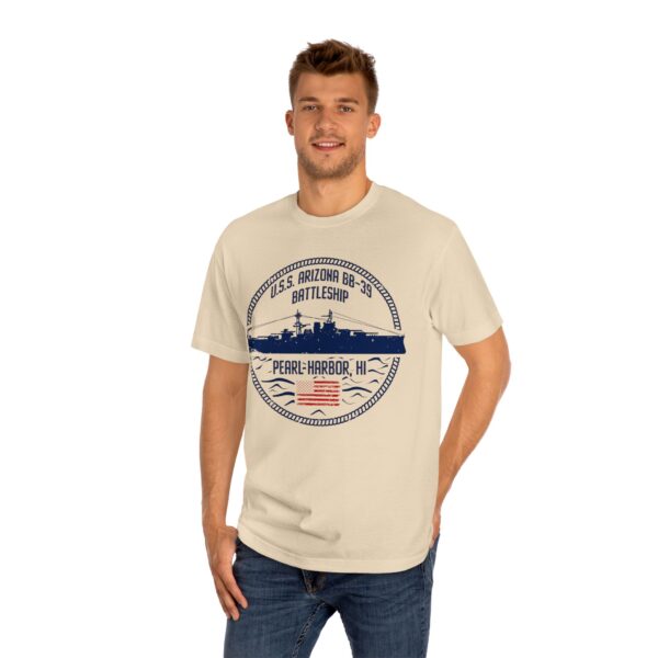 USS Arizona - Circle Patriotic Flag Front Logo Unisex Classic Tee - Image 11