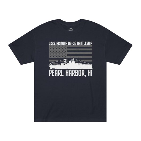 USS Arizona - Patriotic Flag Front Logo Unisex Classic Tee - Image 5