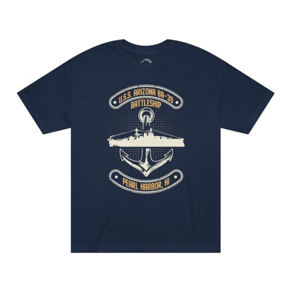 "Anchors Up" USS Arizona BB-39 Pearl Harbor Unisex Classic Tee - Front Design