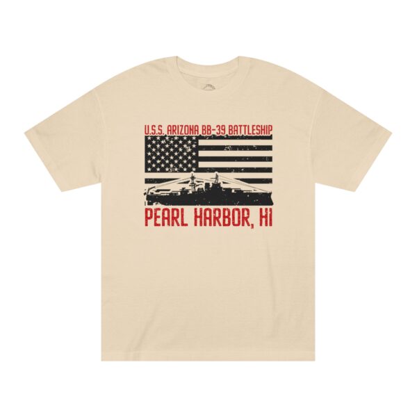 USS Arizona - Patriotic Flag Front Logo Unisex Classic Tee - Image 4