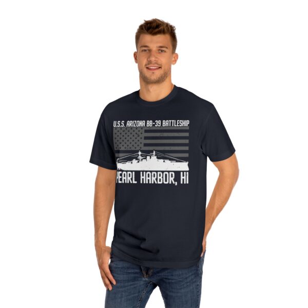 USS Arizona - Patriotic Flag Front Logo Unisex Classic Tee - Image 15