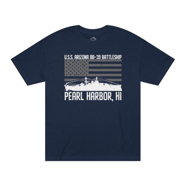 USS Arizona - Patriotic Flag Front Logo Unisex Classic Tee - Image 2