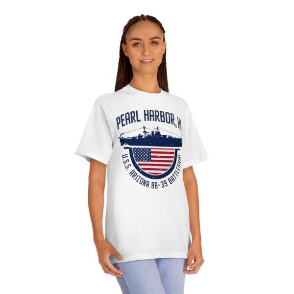 Pearl Harbor USS Arizona BB-39 Patriotic Half Circle Flag Unisex Classic Tee - Image 10