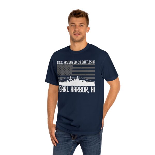 USS Arizona - Patriotic Flag Front Logo Unisex Classic Tee - Image 13