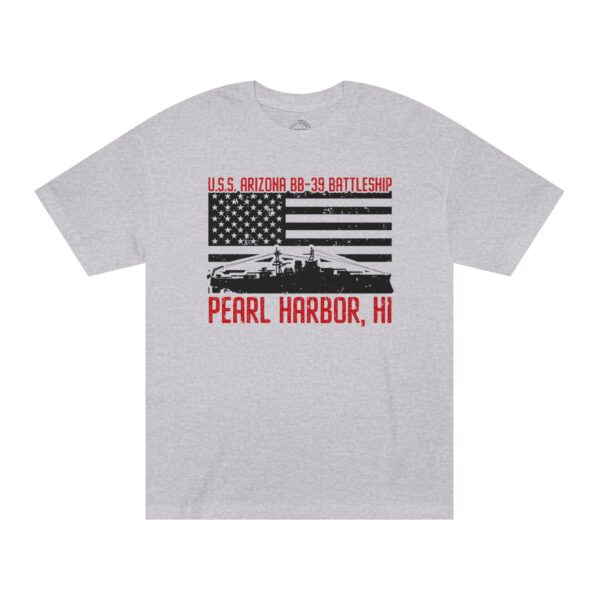 USS Arizona - Patriotic Flag Front Logo Unisex Classic Tee - Image 3