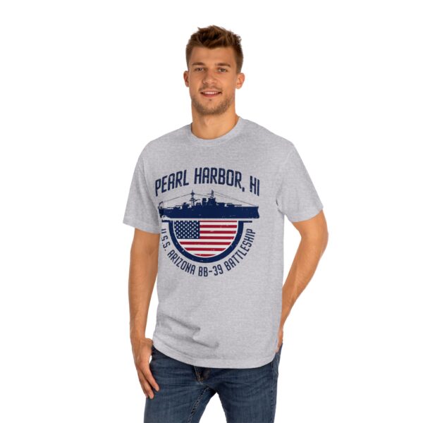Pearl Harbor USS Arizona BB-39 Patriotic Half Circle Flag Unisex Classic Tee - Image 13