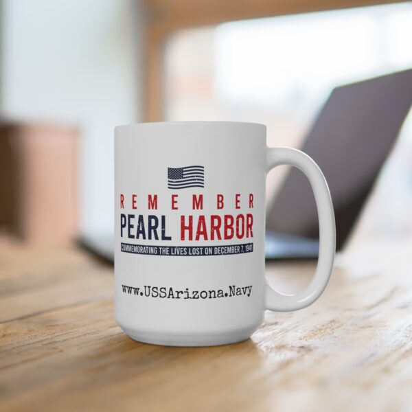 Remember Pearl Harbor and Uncle Sam White Ceramic Classic Mug 15oz - Image 4