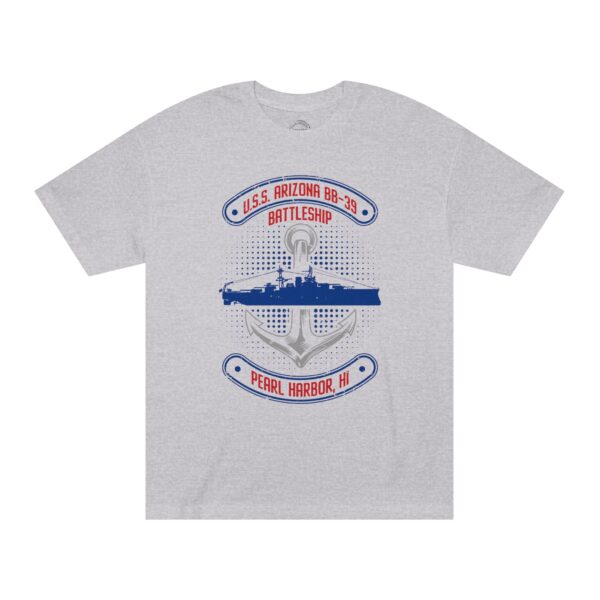 "Anchors Up" USS Arizona BB-39 Pearl Harbor Unisex Classic Tee - Front Design - Image 2