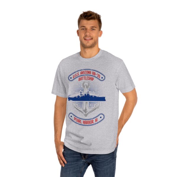 "Anchors Up" USS Arizona BB-39 Pearl Harbor Unisex Classic Tee - Front Design - Image 13