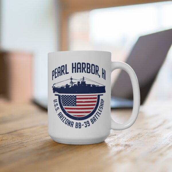 Pearl Harbor USS Arizona BB-39 White Ceramic Classic Mug 15oz - Image 4