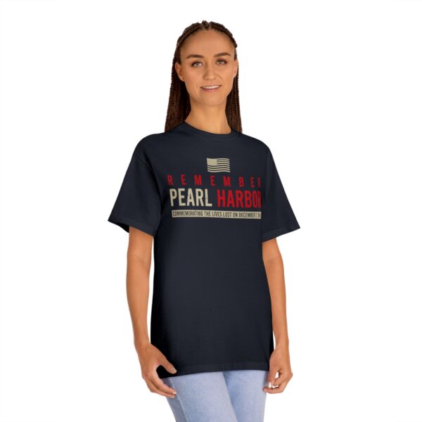 "Remember Pearl Harbor" - Patriotic Flag Front Logo Unisex Classic Tee - Image 14