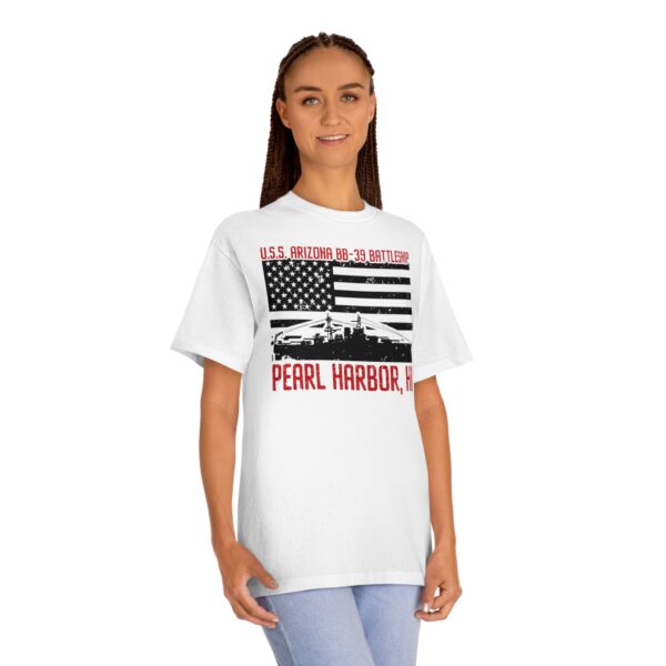 USS Arizona - Patriotic Flag Front Logo Unisex Classic Tee - Image 6