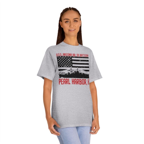 USS Arizona - Patriotic Flag Front Logo Unisex Classic Tee - Image 8