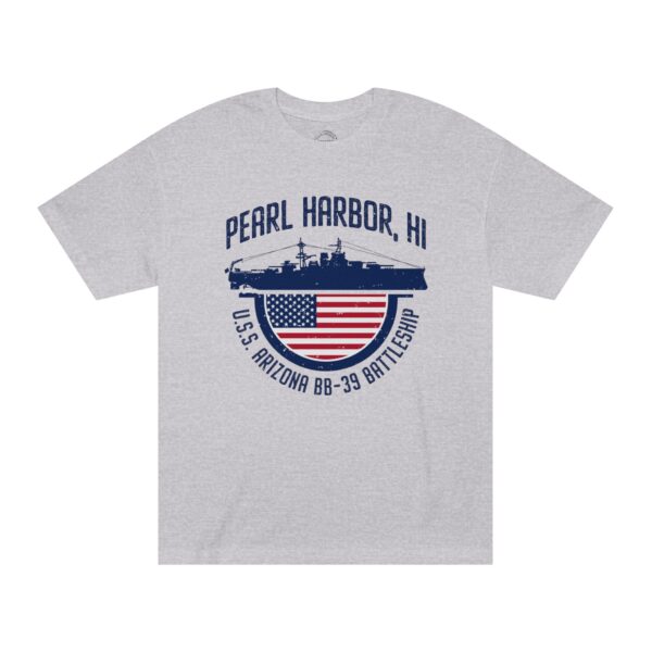Pearl Harbor USS Arizona BB-39 Patriotic Half Circle Flag Unisex Classic Tee - Image 3