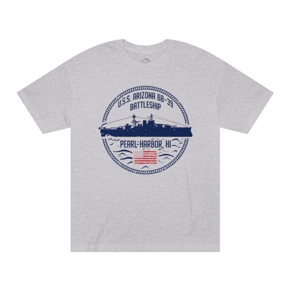 USS Arizona - Circle Patriotic Flag Front Logo Unisex Classic Tee - Image 5
