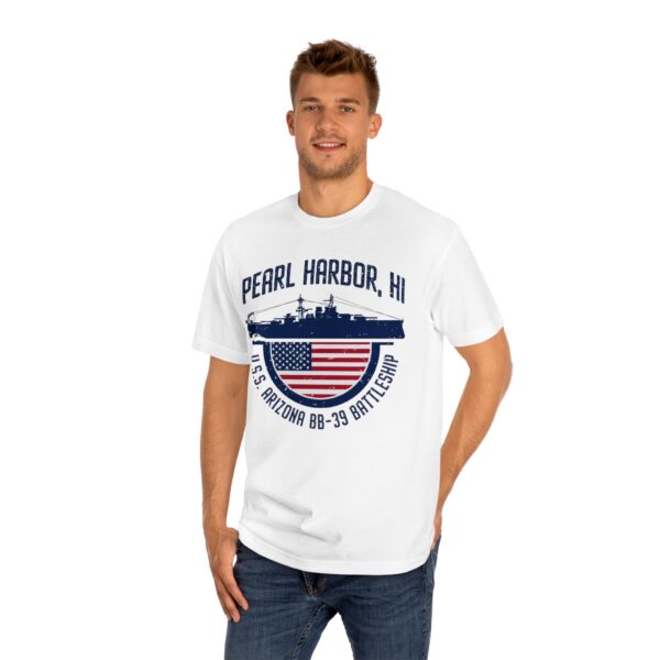 Pearl Harbor USS Arizona BB-39 Patriotic Half Circle Flag Unisex Classic Tee - Image 11