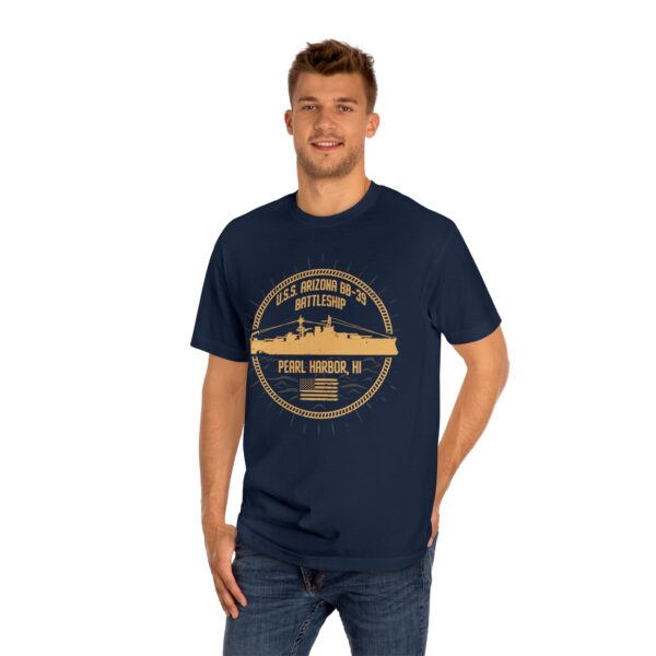 USS Arizona - Circle Patriotic Flag Front Logo Unisex Classic Tee - Image 13