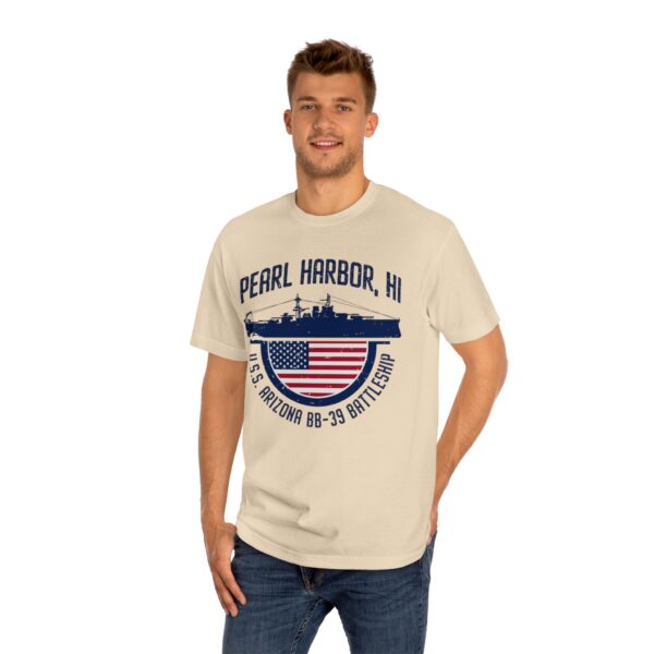 Pearl Harbor USS Arizona BB-39 Patriotic Half Circle Flag Unisex Classic Tee - Image 15