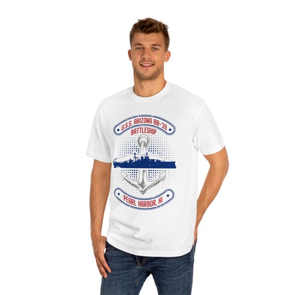 "Anchors Up" USS Arizona BB-39 Pearl Harbor Unisex Classic Tee - Front Design - Image 11