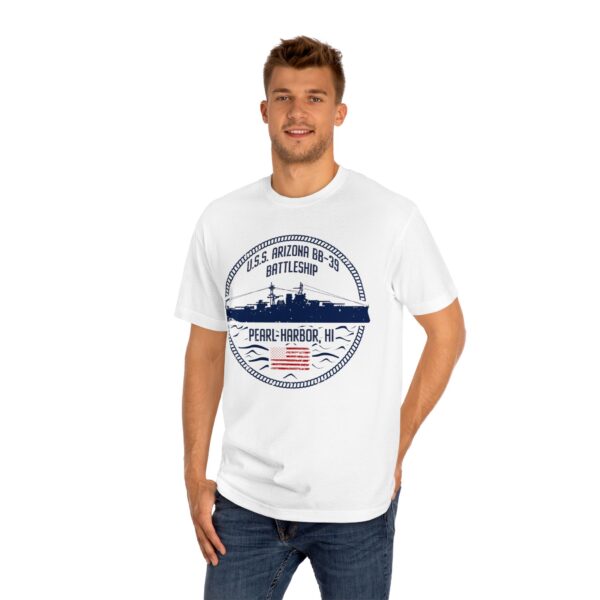 USS Arizona - Circle Patriotic Flag Front Logo Unisex Classic Tee - Image 7