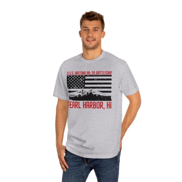 USS Arizona - Patriotic Flag Front Logo Unisex Classic Tee - Image 9