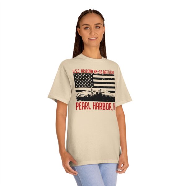 USS Arizona - Patriotic Flag Front Logo Unisex Classic Tee - Image 10
