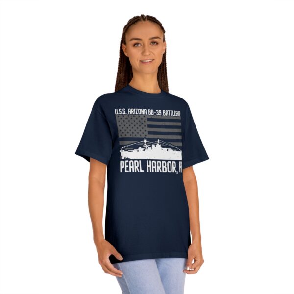 USS Arizona - Patriotic Flag Front Logo Unisex Classic Tee - Image 12