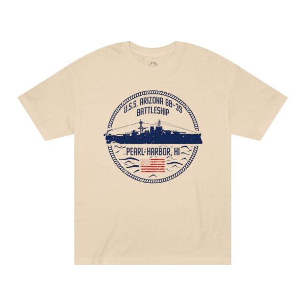 USS Arizona - Circle Patriotic Flag Front Logo Unisex Classic Tee - Image 2