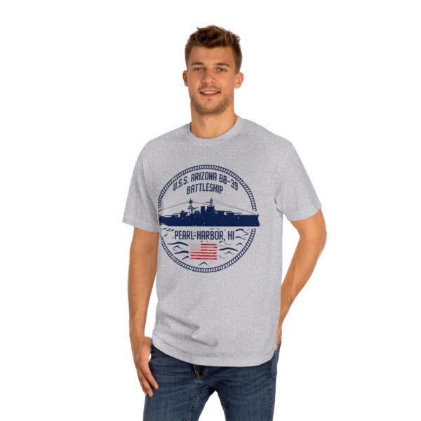 USS Arizona - Circle Patriotic Flag Front Logo Unisex Classic Tee - Image 9