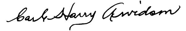 Carl Harry Arvidson signature USS Arizona