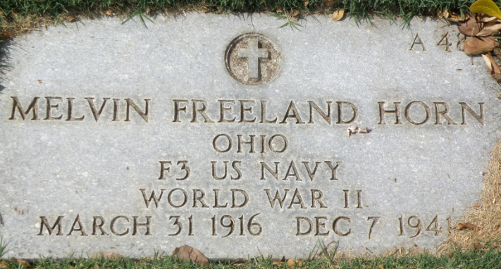 Melvin Freeland Horn USS Arizona Gravestone