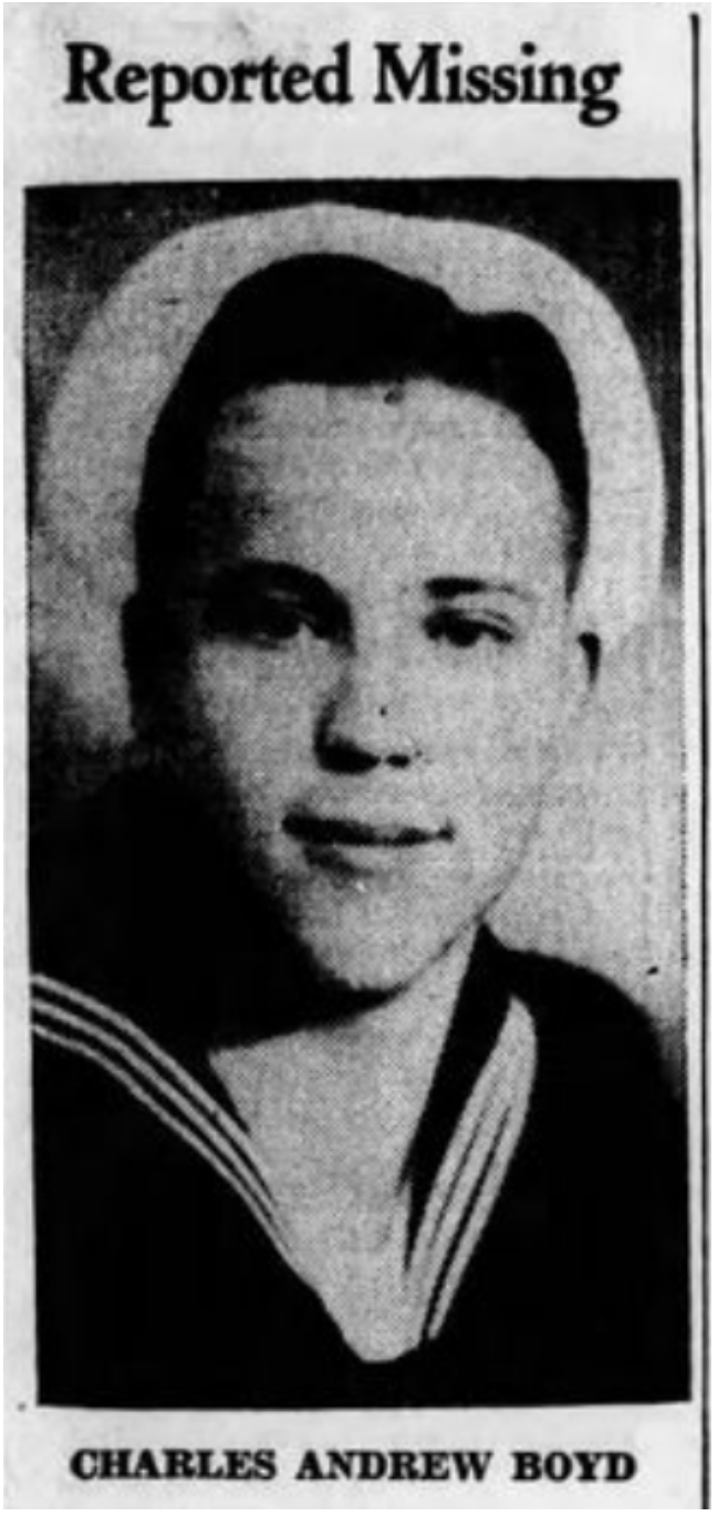 Newsclipping Charles andrew boyd USS Arizona