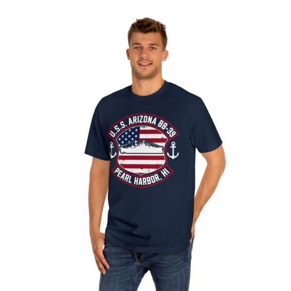 U.S.S. Arizona BB-39 American Shield w/Double Anchor Front Design unisex tee - Image 7