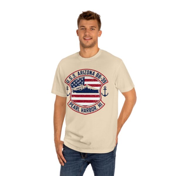 U.S.S. Arizona BB-39 American Shield w/Double Anchor Front Design unisex tee - Image 15