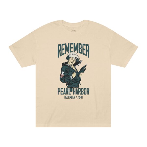 "Remember Pearl Harbor" WW1 Navy Girl Front Logo Unisex Classic Tee - Image 6