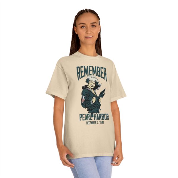 "Remember Pearl Harbor" WW1 Navy Girl Front Logo Unisex Classic Tee - Image 11