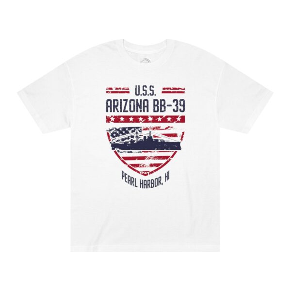 U.S.S. Arizona BB-39 Patriotic Shield Tee – Pearl Harbor, HI - Image 3