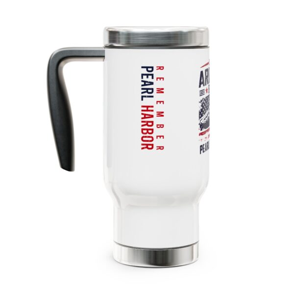 USS Arizona BB-39 Stainless Steel Travel Mug – 14oz Military Gift, Commemorative Mug, Veteran Accessories, Patriotic Travel Mug - Image 2