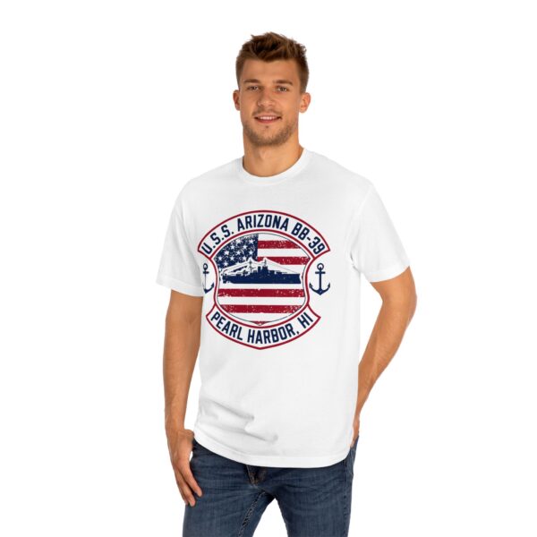 U.S.S. Arizona BB-39 American Shield w/Double Anchor Front Design unisex tee - Image 11