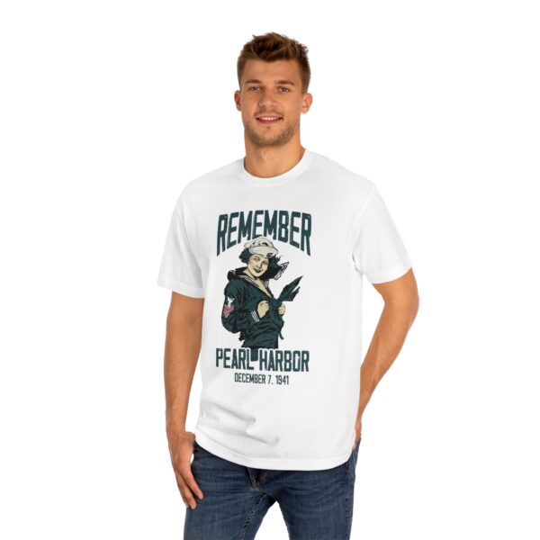 "Remember Pearl Harbor" WW1 Navy Girl Front Logo Unisex Classic Tee - Image 8