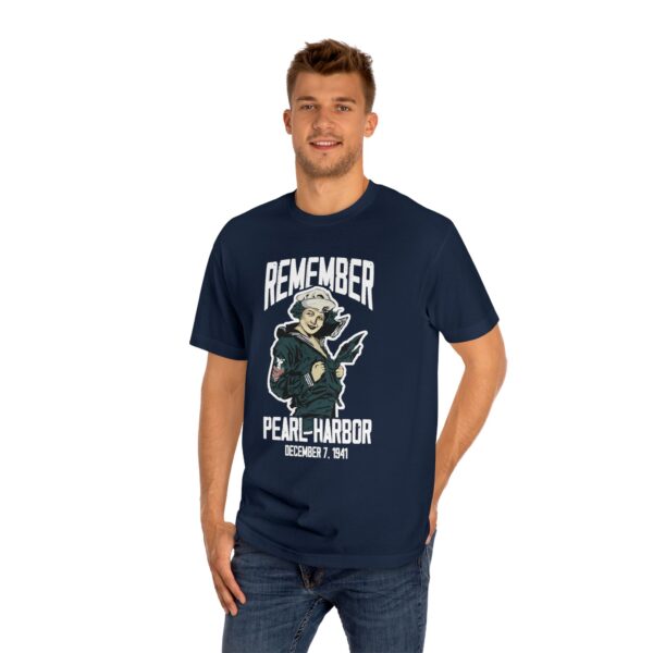 "Remember Pearl Harbor" WW1 Navy Girl Front Logo Unisex Classic Tee - Image 14