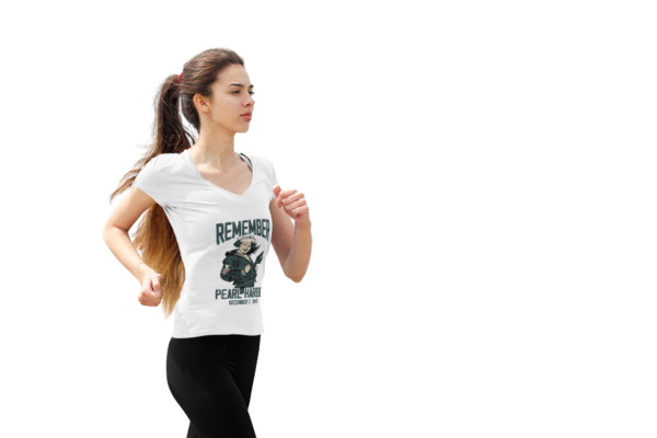 Remember Pearl Harbor Navy Girl V-Neck Tee – Unisex Jersey Short Sleeve Casual Wear, Gifts for Veterans, Memorial Day, Historical Tribute - Image 9