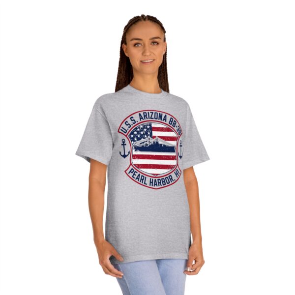 U.S.S. Arizona BB-39 American Shield w/Double Anchor Front Design unisex tee - Image 12