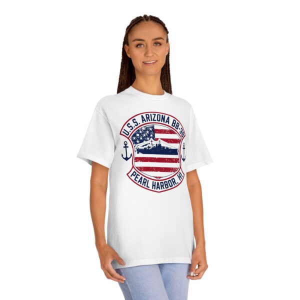 U.S.S. Arizona BB-39 American Shield w/Double Anchor Front Design unisex tee - Image 10