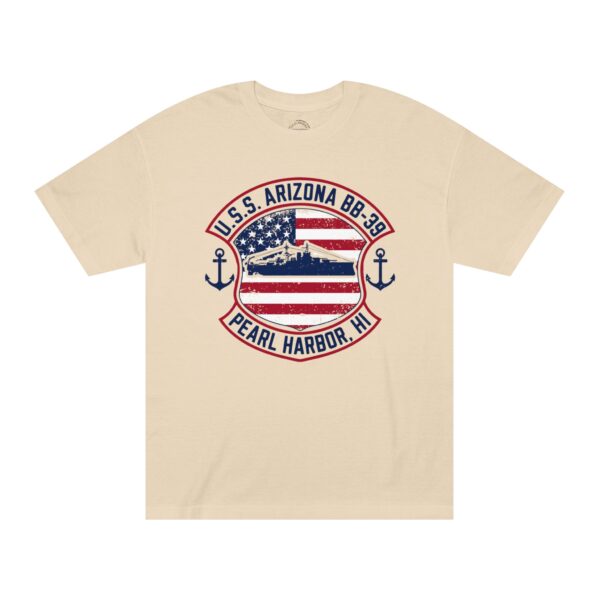 U.S.S. Arizona BB-39 American Shield w/Double Anchor Front Design unisex tee - Image 5