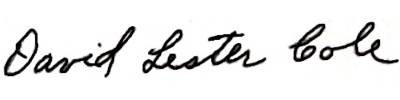 David Lester Cole signature USS Arizona