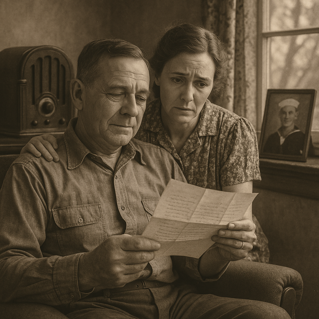 mother and father read letter from USS Arizona son